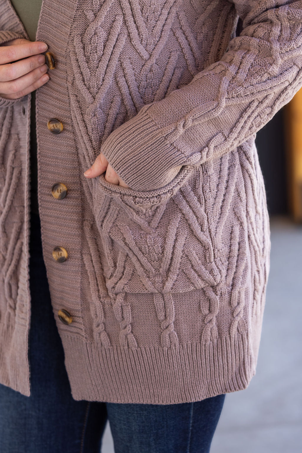 Brooks Button Sweater Cardigan - Light Mocha